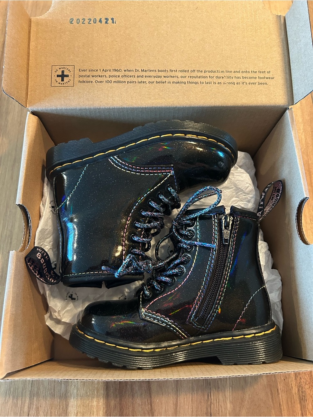 Dr. Martens Black Lightshow Kids 1460 Boxed Boots